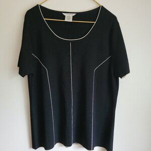 Diffusion D top blouse Size XL black Rayon Short Sleeve elegant